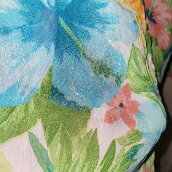 Vtg Semi Sheer Tropical Floral Button-Up Shirt Sz M Summer Vacation GrandmaCore - Picture 5 of 7